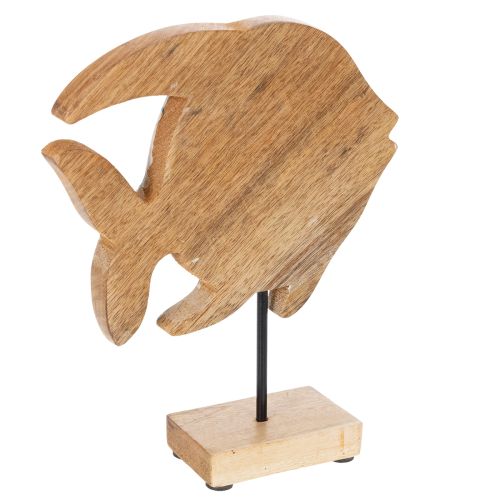 Prodotto Statuina di pesce in legno, decorazione marittima, decorazione da tavolo fatta a mano per soggiorno, 22 cm