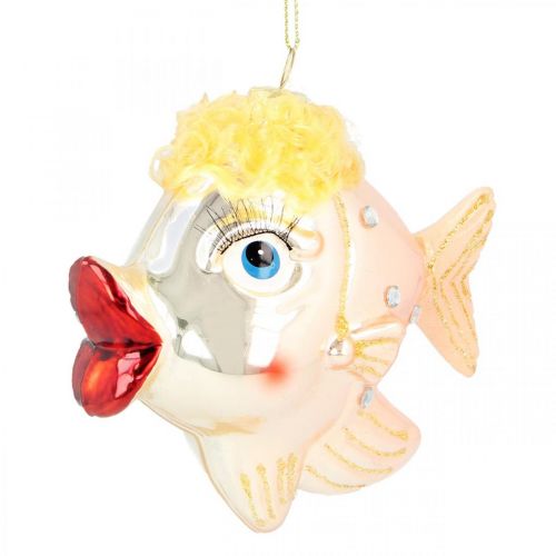 Prodotto Decorazioni per l'albero di Natale pesce, ciondoli decorativi, decorazioni natalizie, vero vetro H9,5cm 2 pezzi