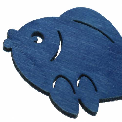 Floristik24 Decorazione a dispersione pesce in legno bianco, blu, azzurro 4 cm 72 pz