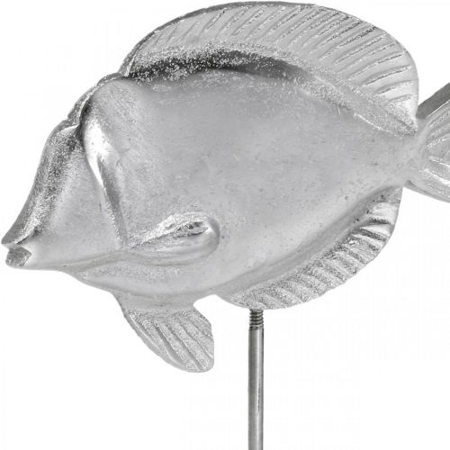 Floristik24 Pesce da posizionare, decorazione marittima, pesce decorativo in metallo argento, colori naturali H23cm