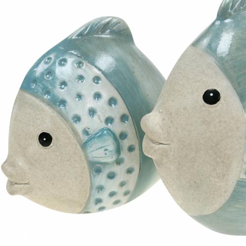 Floristik24 Pesce decorativo in terracotta blu, grigio H14cm / 12,5cm set di 2