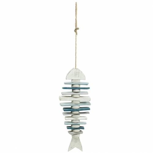 Floristik24 Decorazione di pesci marittimi in legno blu, bianco L54cm