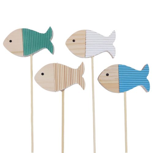 Floristik24 Decorazione spina fiore pesce legno decorazione marittima 7×4 cm 12 pz