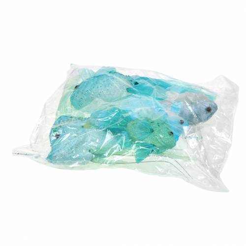 Floristik24 Pesce decorativo da appendere blu turchese verde grigio 10-22 cm 5 pezzi