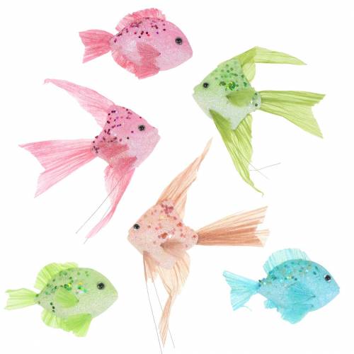 Prodotto Pesce decorativo per appendere verde rosa arancione blu 13-24 cm 6 pezzi