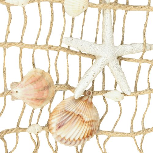 Prodotto Rete da pesca in iuta con conchiglie, decorazione murale marittima 25×55cm