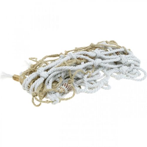 Floristik24 Rete da pesca con conchiglie e legni, marittimo, rete decorativa, decorazione marina 72 × 120 cm
