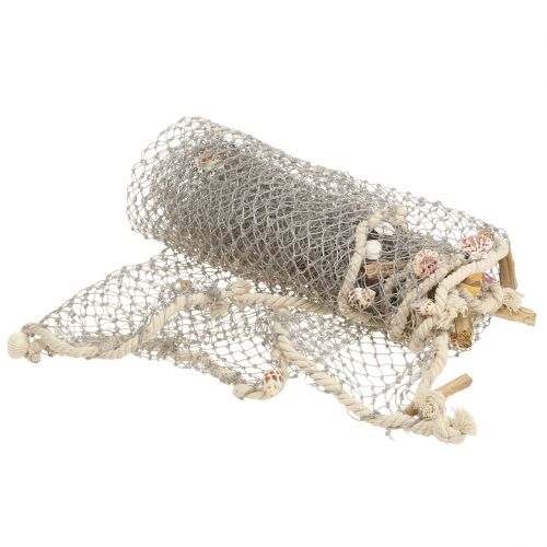 Floristik24 Rete da pesca con conchiglie e legni 135cm