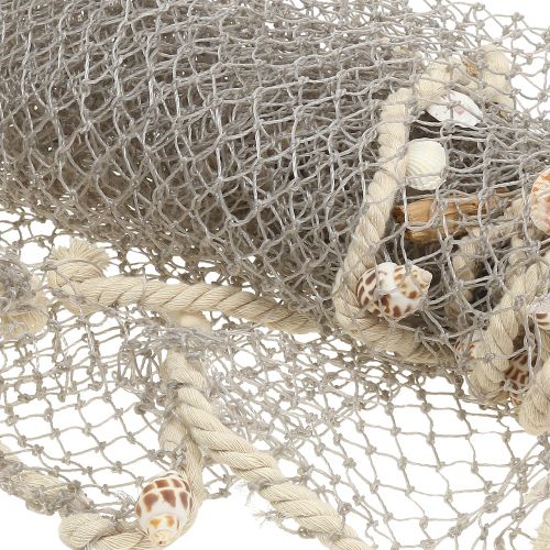 Floristik24 Rete da pesca con conchiglie e legni 135cm