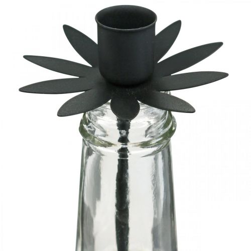 Floristik24 Candeliere per Bottiglia Vetro Nero, Metallo Ø6.5cm H25.5cm