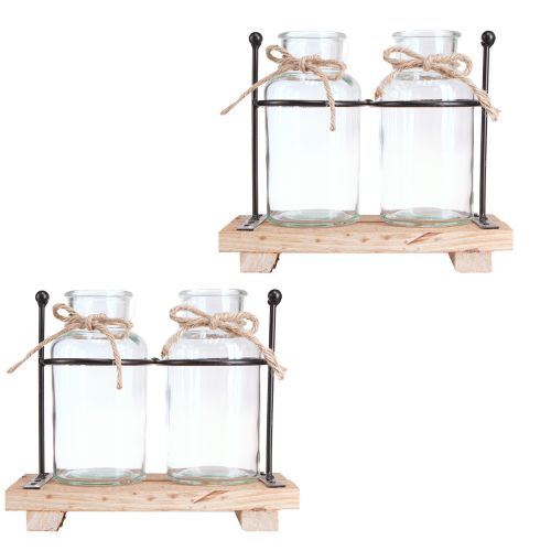 Prodotto Vaso per bottiglie bottiglie decorative in vetro legno 23x12x19,5 cm 2 pezzi