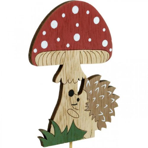 Floristik24 Tasselli decorativi, decorazione autunnale in legno, riccio con fungo H11cm L34cm 12pz