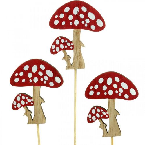 Floristik24 Agarichi volanti in legno, decorazione di funghi, autunno, tappi di fiori H7cm L34cm 18 pezzi