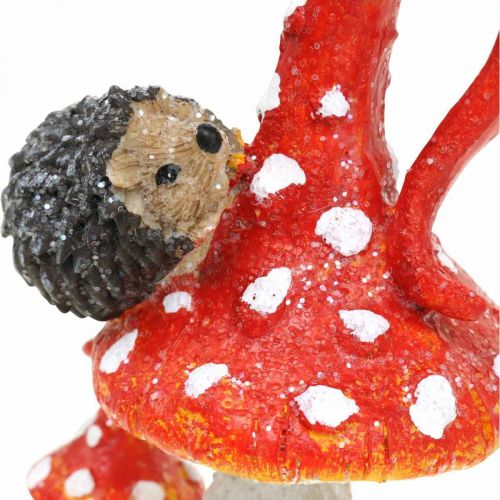 Prodotto Agarico di mosca con decorazione riccio decorazione autunnale fungo H14cm 2 pezzi