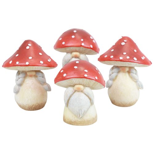 Funghi decorativi agarico di mosca decorazione autunnale rosso bianco Ø6cm H7,5cm 4 pezzi