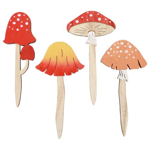 Prodotto Tappi decorativi in legno di agarico muscario, tappi per fiori in legno da 18 cm, 12 pezzi