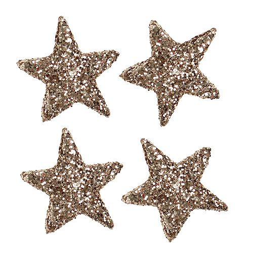 Prodotto Stelle glitterate 2,5 cm champagne 96 pezzi