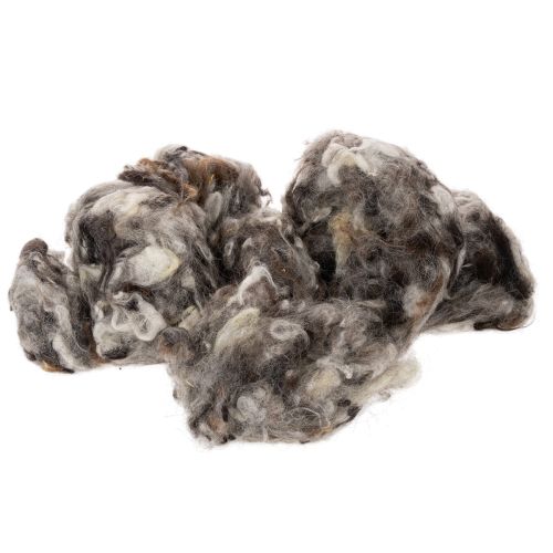 Lana di pecora decorativa, lana naturale grigia screziata, sfusa, 250 g