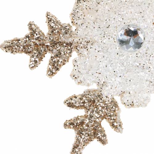 Decorazione albero di Natale fiocco di neve glitter perla 2 pezzi