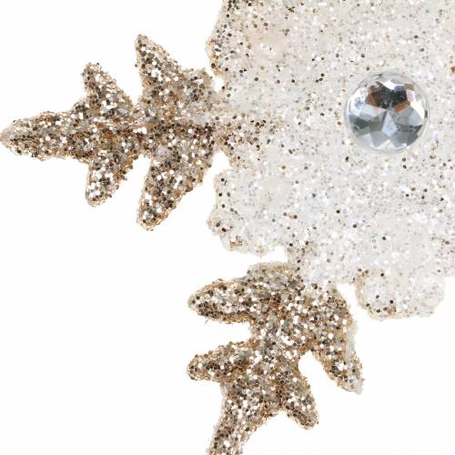 Prodotto Decorazione albero di Natale fiocco di neve glitter perla 2 pezzi