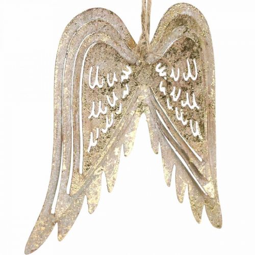 Floristik24 Ali d&#39;angelo, decorazioni in metallo da appendere, decorazioni per l&#39;albero di Natale dorate, aspetto antico H11.5cm L11cm 3 pezzi