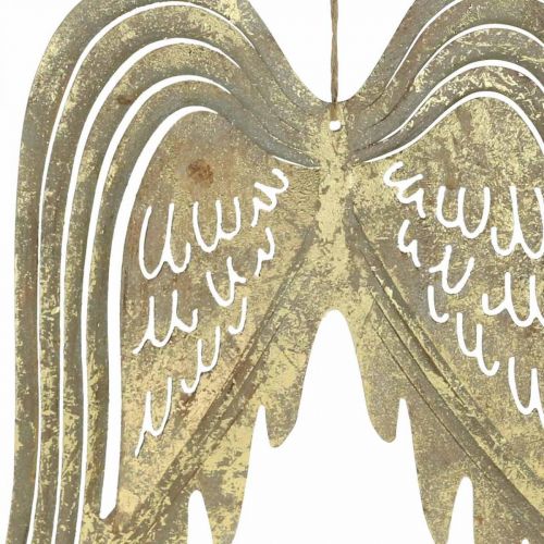 Floristik24 Ali d'angelo decorazioni natalizie, decorazioni in metallo, ali da appendere dorate, aspetto antico H29,5 cm L28,5 cm