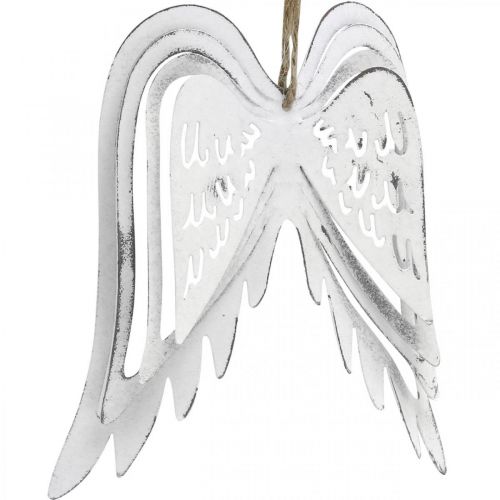 Floristik24 Ali d&#39;angelo da appendere, decorazioni natalizie, ciondoli in metallo bianco H11.5cm L11cm 3 pezzi