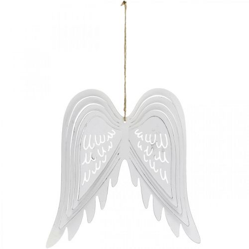 Floristik24 Ali da appendere, decorazione dell'Avvento, ali d'angelo in metallo Bianco H29,5 cm L28,5 cm