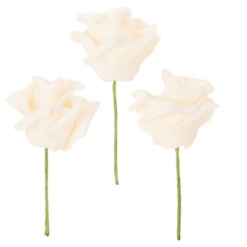 Rosa artificiale color crema, fiore con stelo di 10 cm, 100 pezzi acquistare | Floristik24.it