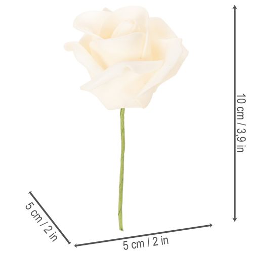 Rosa artificiale color crema, fiore con stelo di 10 cm, 100 pezzi | Floristik24.it