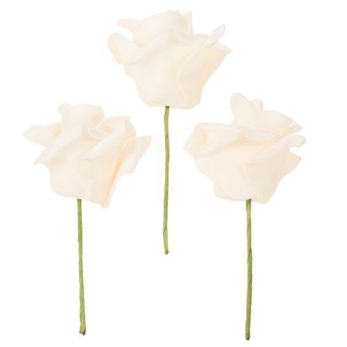 Rosa artificiale color crema, fiore con stelo di 10 cm, 100 pezzi | Floristik24.it