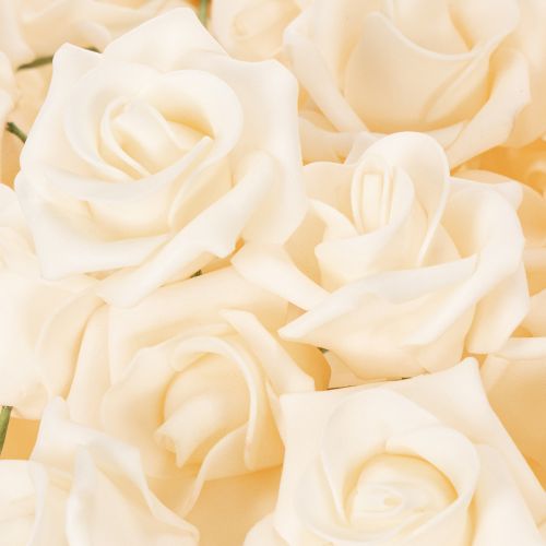 Rosa artificiale color crema, fiore con stelo di 10 cm, 100 pezzi | Floristik24.it