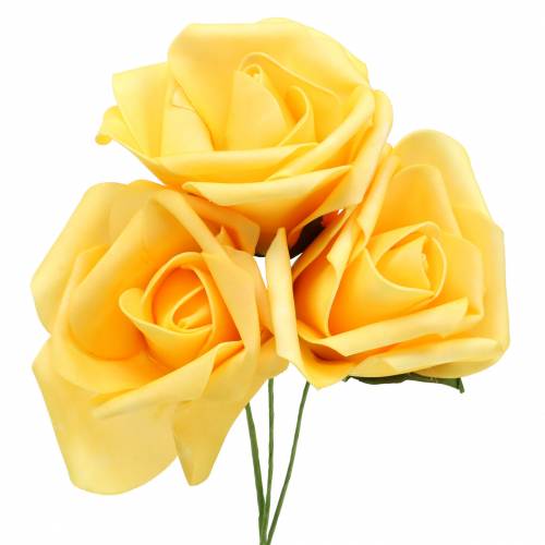 Floristik24 Rosa in schiuma Ø6cm gialla 27 pz