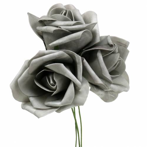 Floristik24 Rosa in schiuma Ø10cm grigio 8 pz