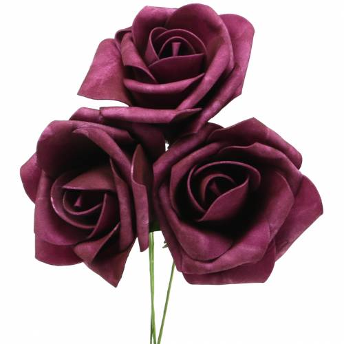 Rosa in schiuma Ø10cm malva 8 pz