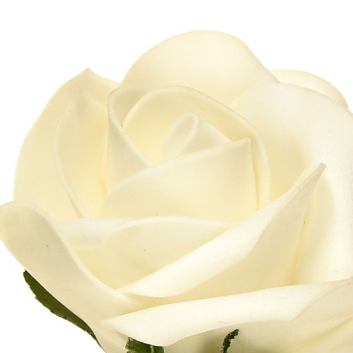 Prodotto Rose di schiuma con stelo fiori di schiuma crema Ø7,5cm 18 pezzi
