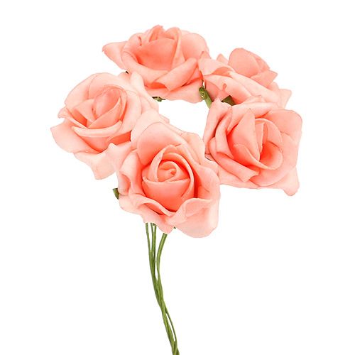 Floristik24 Rosa in schiuma Ø4,5 cm Salmone 36 pz