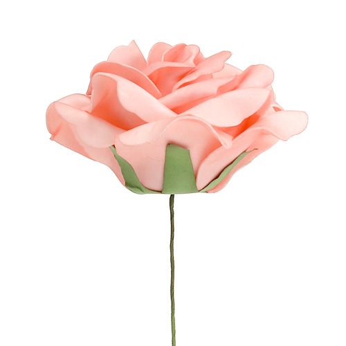 Floristik24 Rosa in schiuma Rosa salmone in schiuma Ø15cm 4 pz