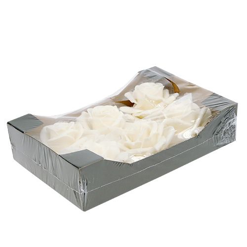 Floristik24 Foamrose bianco Ø10cm nevicato 6 pezzi