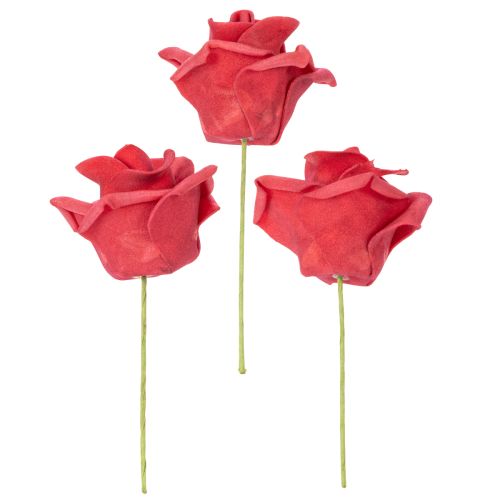 Rosa artificiale rossa con stelo, 5 cm, 100 pezzi | Floristik24.it
