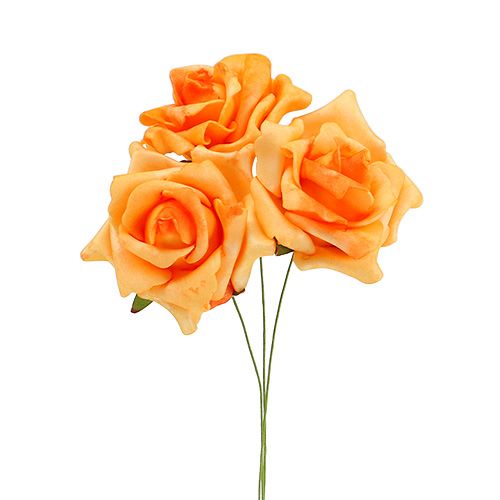 Floristik24 Foamrose Ø6cm arancio chiaro 27p