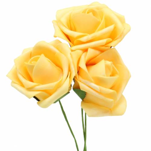 Rosa in schiuma Ø7,5 cm gialla 18 pz