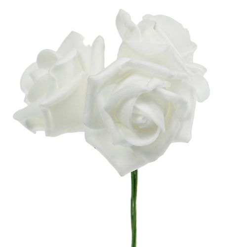 Floristik24 Rosa in schiuma bianca Ø10cm 8 pz