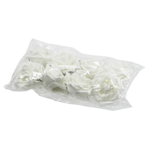 Floristik24 Rosa in schiuma bianca Ø10cm 8 pz