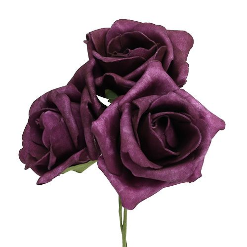 Floristik24 Rose in schiuma Ø7,5cm Malva 18p
