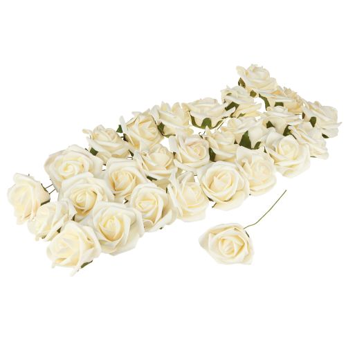 Prodotto Rose di schiuma Vaniglia Rose artificiali Ø6cm 27 pezzi