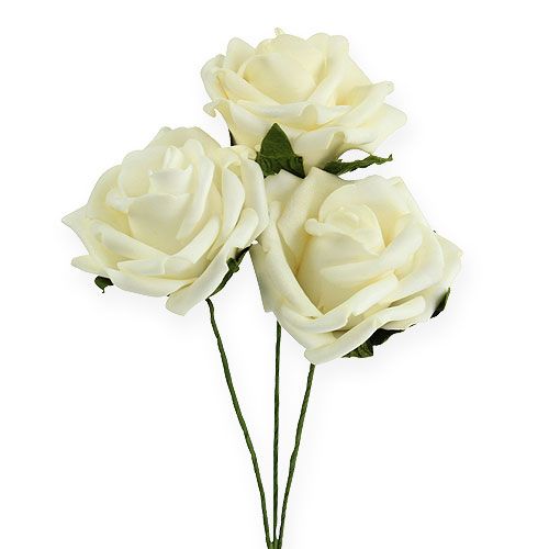 Floristik24 Rosa in schiuma Ø6cm crema 27 pz