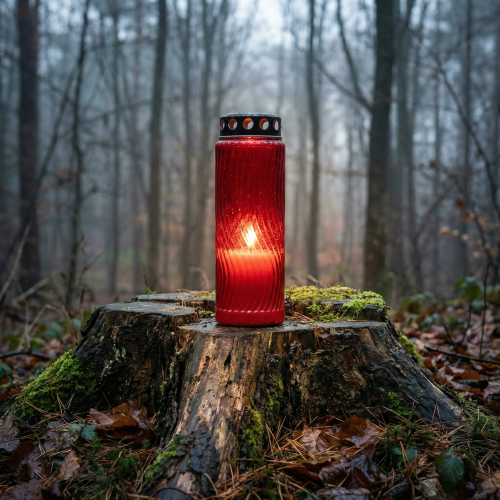 Prodotto Coperchio per candela tombale motivo fiore rosso nero 10 giorni H27cm