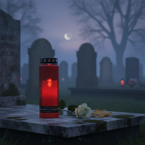 Prodotto Coperchio per candela tombale motivo fiore rosso nero 10 giorni H27cm