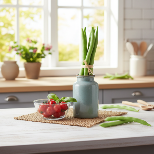 Prodotto Fagioli decorativi, verdure artificiali, verdi, real touch, 17 cm, 6 pezzi